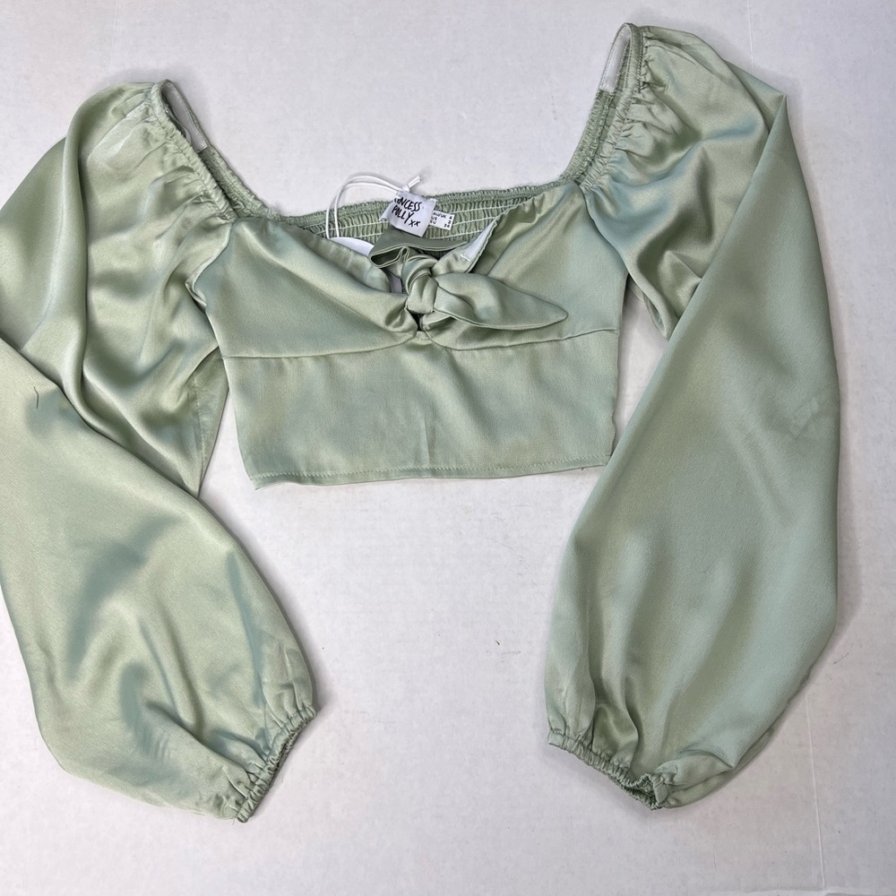 Princess Polly Estee Cropped Top in Mint Green - NWT